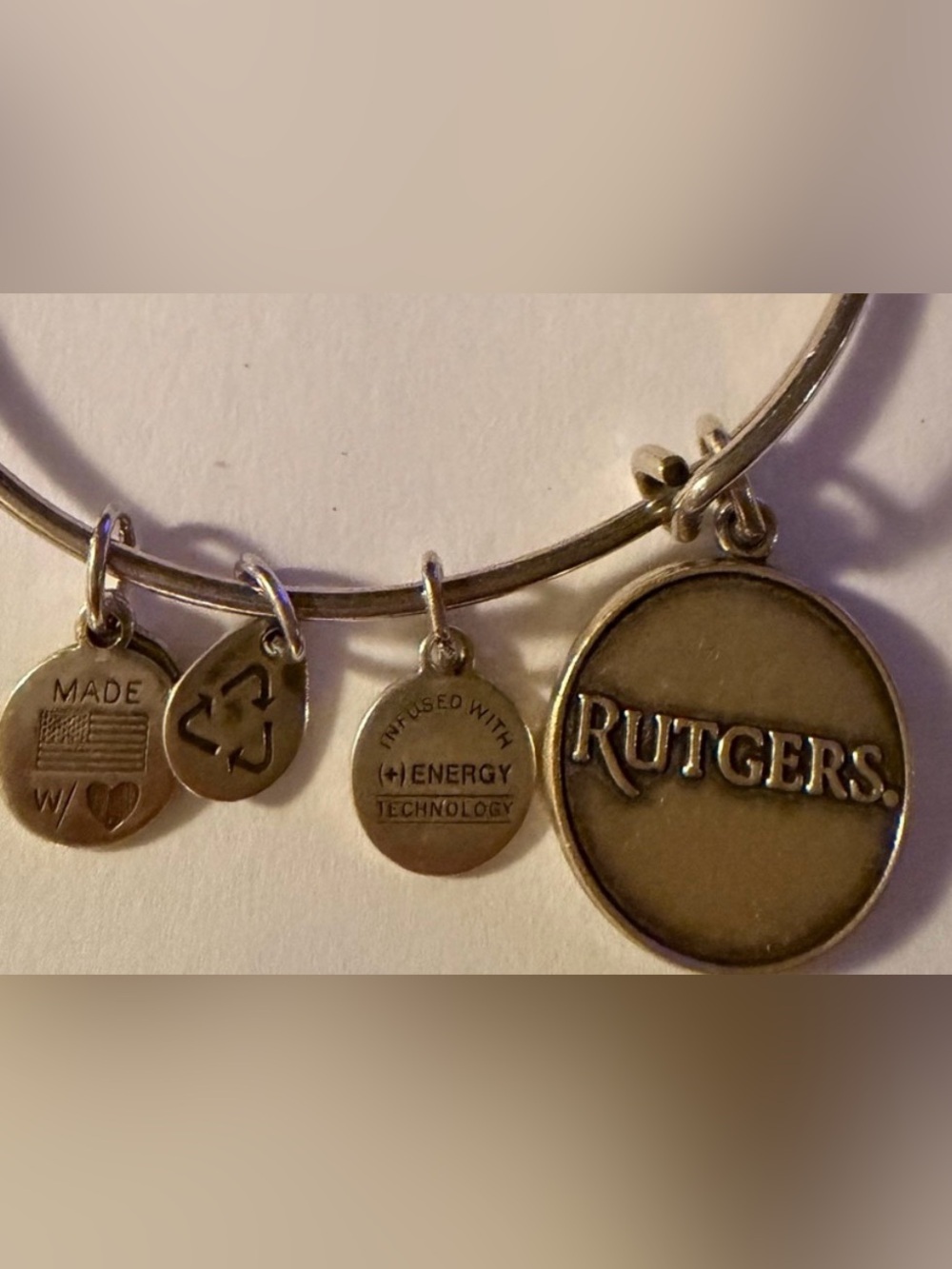 Alex and Ani Silver-Tone Rutgers Charm Bangle Bracelet
